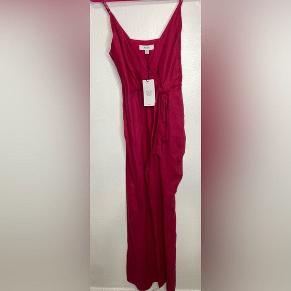 NWT REISS Emilia Tie Front Linen Jumpsuit SIZE 6 - Picture 5 of 12